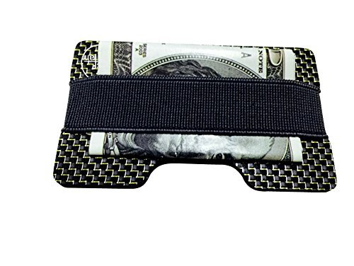 Carbon Fiber Glossy Money Clip Credit Card MGCFTan Business Card Holder 2 Plates Gold