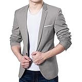 Pishon Men's Blazer Jacket Lightweight Casual Slim Fit One Button Sport Jackets, Grey, TagsizeXXXL=USsizeM