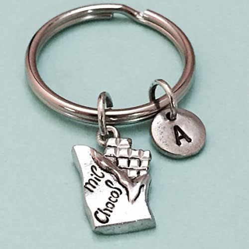 Chocolate keychain, chocolate charm, food keychain