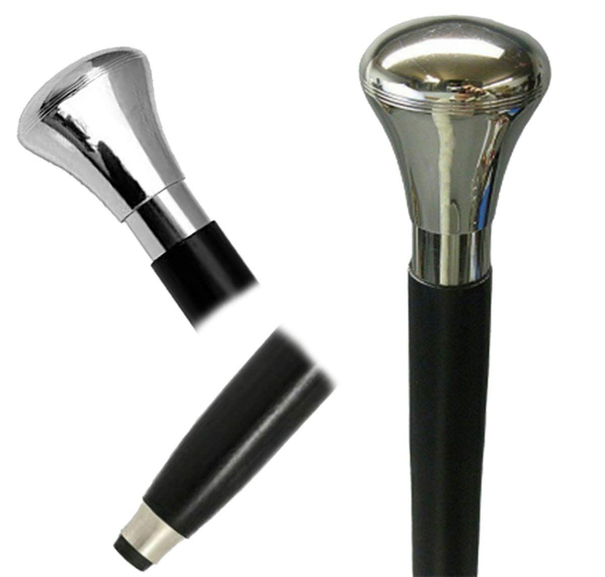 Nautical Brass Handle Three Fold Black Wooden Walking Stick