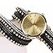 Sannysis Suppion New Women Crystal Rivet Bracelet Quartz Braided Winding Wrap Wrist Watch