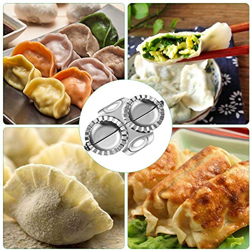 Stainless Steel Dumpling Maker Fast Double Dumpling Mold with Wonton Ravioli Dumpling Wrapper Dough Presser Pelmeni Jiaozi Kitchen Gadget Tool Lager Size 3.35 Inch