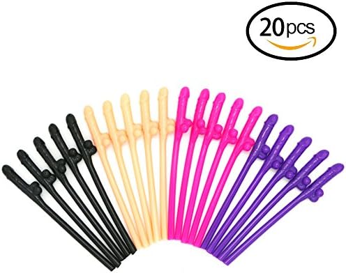 Bachelorette Party Straws,- YuBoBo Fun Shape Drinking Straw Bachelorette Party Decoration Girls Night Out Hen Party Favors 20 PCS, 4 Colors