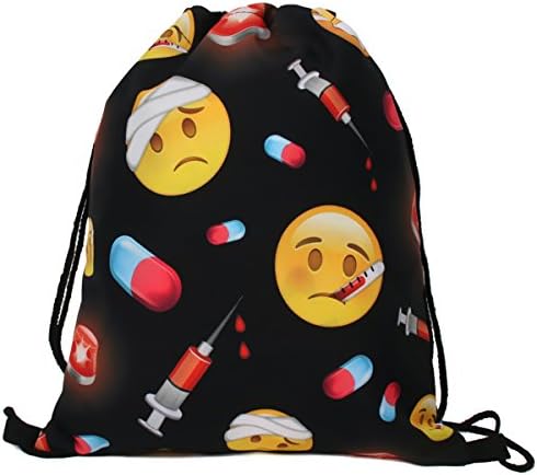 Men's Women's Print Shoulder Drawstring Bag Backpack String Bags School Rucksack Gym Handbag (animals,foods)15"x11" (DB-110)