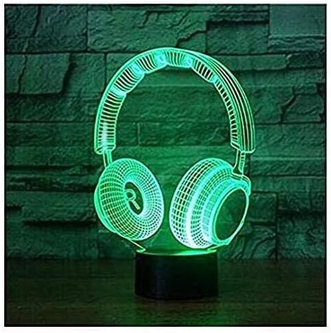 SUPERIORVZND 3D Lamp Wireless Headphone Night Light Remote Control Power Touch Table Desk Optical Illusion Lamps 16 Color Changing Lights Home Decoration Xmas Birthday Gift
