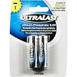 Ultralast - Lithium Phosphate Rechargeable Batteries for 3.2 Volt Outdoor Solar Lighting - 600mAh