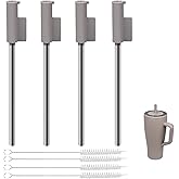 Replacement Straws Compatible With Brümate Era 40 oz Tumbler, Include 4pcs Tumbler Straw Cover Cap and 4pcs Reusable Straw with 4 Cleaning Brush(Brown)
