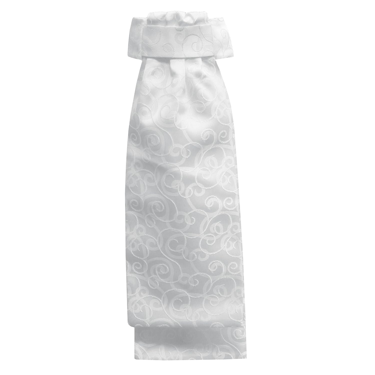 Equetech Deluxe Ready-Tied Stock – Barcelona White Swirl Equestrian Dressage Tie (Stock Pin Not Included)
