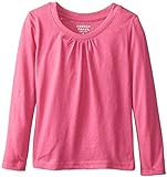 French Toast School Uniform Girls Long Sleeve Crew Neck T-Shirt with Front Gathers