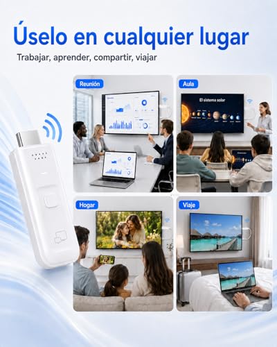Adaptador Dongle HDMI Inalámbrico, 1080P@60Hz Miracast AirPlay DLNA Screen Mirroring Stick, 2,4/5GHz Doble Banda, Plug & Play Extensor HDMI para PC/Portátil/Smartphone a TV/Monitor/Proyector