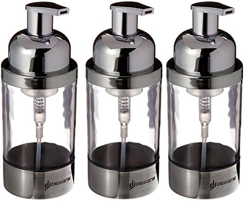 Foaming Soap Dispenser Pump by DJI Designs - Modern &amp; Sleek - Stainless Steel- 3 Pack