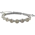 Saint St Benedict Medal on Adjustable Cord Bracelet, 8 Inch, Grey