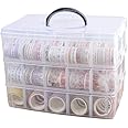 Washi Tape Holder, Washi Tape Box Organizer Craft Storage - 3 Layer Large Divider Closet Container, with 30 Adjustable Compar