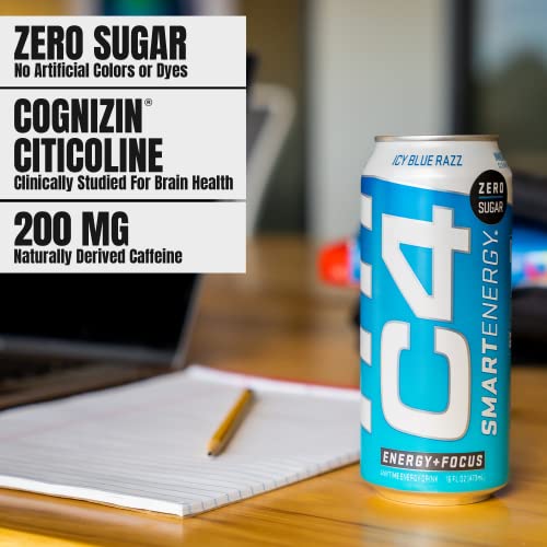 C4 Smart Energy Drink Sugar Free Performance Fuel & Nootropic Brain