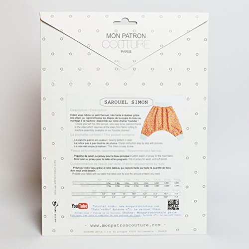 Voxloud Com Designers Factory Pochette Patron Couture Sarouel Simon Du 1mois Au 36mois Patron Bebe Monpatroncouture Outils Couture
