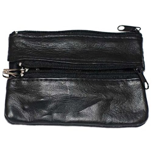 100% GENUINE LEATHER CHANGE PURSE BLACK #92800