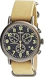 Timex Weekender Chrono Oversized | Tan Nylon Strap Black Dial | Casual Watch