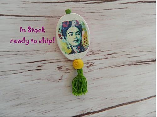Handmade brooch, Summer yellow brooch, Vintage jewelry, Vintage brooch, Frida Kahlo Brooch,Frida Kahlo jewelry, Gift for her, Mothers day in a gift box, Birthday gift under $30, Tassel brooch