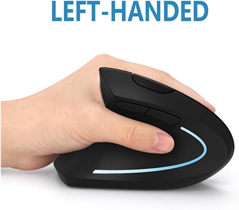 Left Handed Mouse, Lekvey 2.4G Wireless Left Hand Ergonomic Vertical Mouse with Nano Receiver