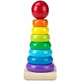 Melissa & Doug Rainbow Stacker Wooden Ring Educational Toy - Wooden Rainbow Stacking Rings Baby Toy, Stacker Toys For Infants And Toddlers
