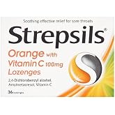 Strepsils Orange with Vitamin C 100mg 36 Lozenges by Strepsils