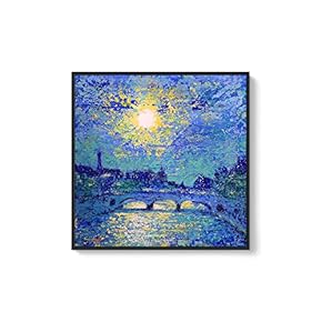 Framed Canvas Home Artwork Decoration Night Canvas Wall Art for Living Room, Bedroom - 16x16 inches