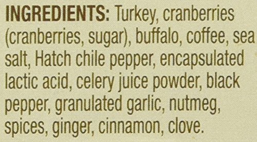 Tanka Turkey and Buffalo Meat with Cranberries, Coffee Hatch Chile Protein Bar, Beef Jerky Alternative, Gluten Free Snacks, Paleo, Pack of 12 Bars