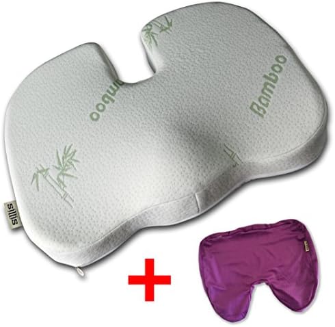 Seat Cushions, Sillis PURPLE BUNDLE PACK Extra Value on Our Best, Firm, Bamboo, Memory Foam, Seat Cushion + Replacement PURPLE Cushion Cover - Snap it Up Now to GET 1 SEAT PILLOW+ a BONUS PURPLE COVER