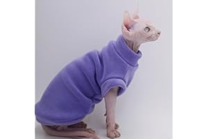DUOMASUMI Hairless Cat Clothes Autumn/Winter Warm Fleece Super Soft Stretch Cat Clothes for Sphynx,Devon, Konis,Small Cats and Dogs (Purple, Large)