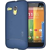 TUDIA Full-Matte ARCH TPU Bumper Protective Case for Motorola Moto G SmartPhone (2013 1st Gen Only) (Matte Blue)