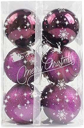 Christmas Balls Ornament 12pcs, Xander Chrismas Tree Decorations Party Wedding, Green/Gold/Pink/Purple/Gray/Silver Balls For Festival Season (Purple)