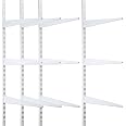Colingmill Twin Rail Upright Wall Shelf System - 47.5" Rails With 6 Adjustable 14.5" Brackets - Heavy Duty Storage Rack For Kitchen, Closet, Garage (White)