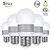 (5-Pack) 5w E26 LED Bulbs, 12 Volt, Warm White, Round Shape, 40w Equivalent, Solar Powered LED Bulbs, Off Grid LED Bulbs