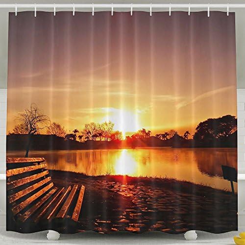 MdsdWXza Sunset Scenery Wallpaper Fashion Shower Curtain Deluxe Waterproof Bath Curtain