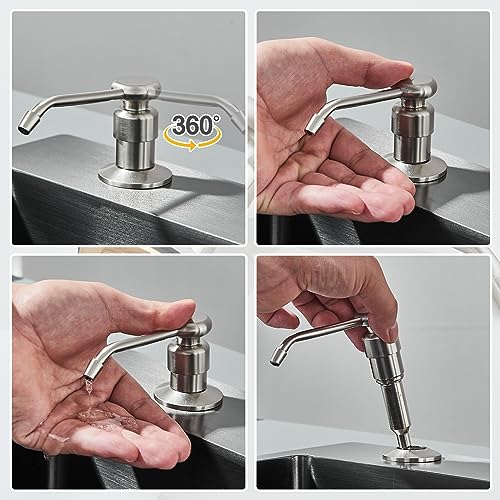 Oulantron 3 Hole Kitchen Faucet with Pull Down Sprayer Kitchen Faucet with Soap Dispenser, High Arc Pull Out Kitchen Sink Faucet Brushed Nickel Commercial Kitchen Faucets