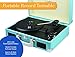 Vintage Portable Turntable - 3 Speed Record Player Suitcase - Built in Stereo Speaker and Battery - 1/8” Stereo Headphone Jack, Aux Input, RCA Output – Blue VinylPal by ProduTrend