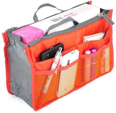 Space Saver Bags Women Travel Insert Handbag Liner Tidy Organiser Orange