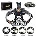 GRDE 3 Beams 4 Modes Waterproof LED Headlamp with 2 Rechargeable 18650 Batteries,Wall Charger and USB Cable for Outdoor Sports