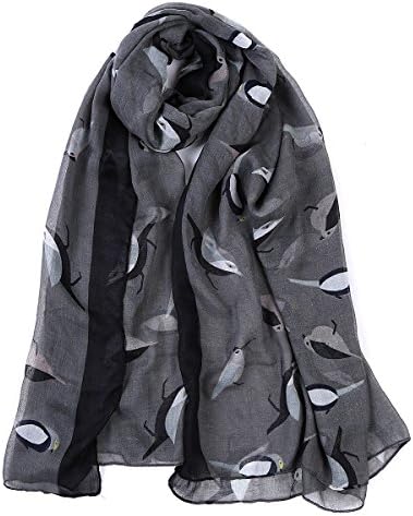 Leonal Women's Fashion Birds Printed Viscose Scarf Shawl (SF5060510-Grey)