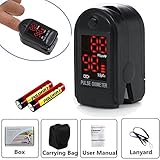CONTEC CMS50DL Black Pulse Oximeter with Neck/wrist Cord, Carrying Case and Batteries