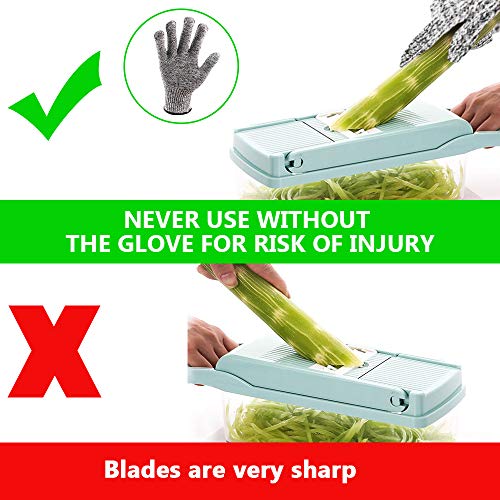 Onion Chopper Swongar Pro Multiple Vegetable Chopper Cheese Grater Durable Fruit Chopper Vegetable Slicer Cutter Dicer Ricer with 8 Blades for Salad Potato Carrot Garlic (blue)