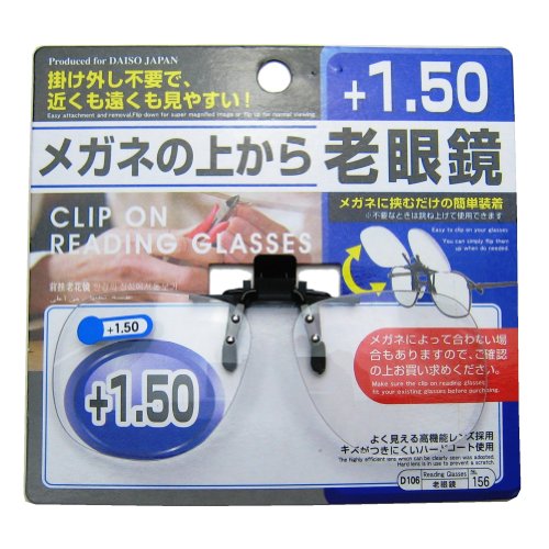 Daiso Japan Optical Clipon Flipup Magnifying Reading Glasses +1.50