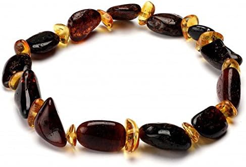 Baltic Amber Adult Bracelet Unisex ABB105 Mix Polished Dark Cherry and Lemon 19cm By Amber Corner
