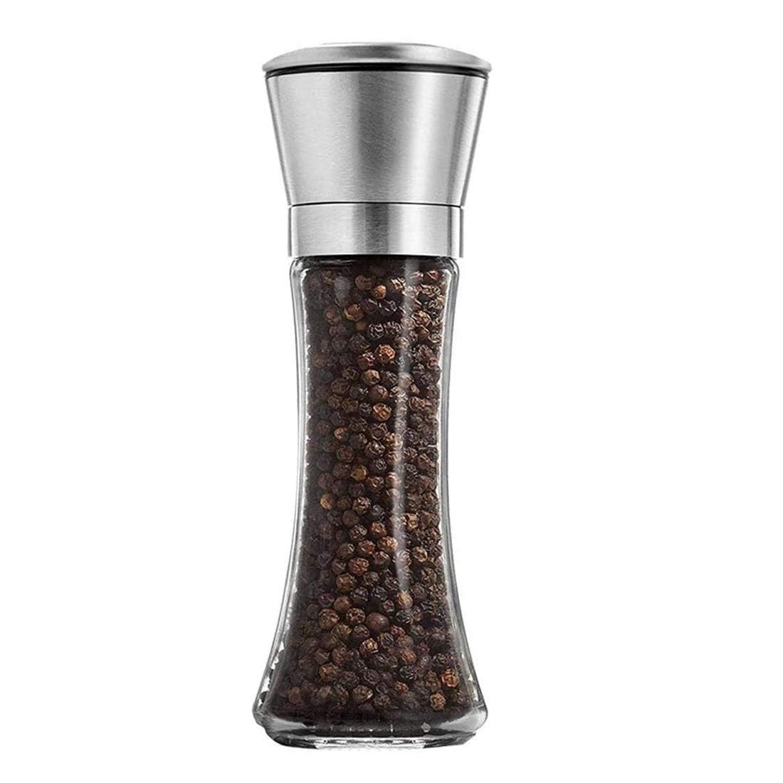 Photo 1 of Salt and Pepper Grinder Tall Size - Black Pepper,Herb Shakers Mill Refillable Manual - Stainless Steel Lid - Adjustable Coarseness - Glass Material- Fits in Home,Kitchen,Barbecue