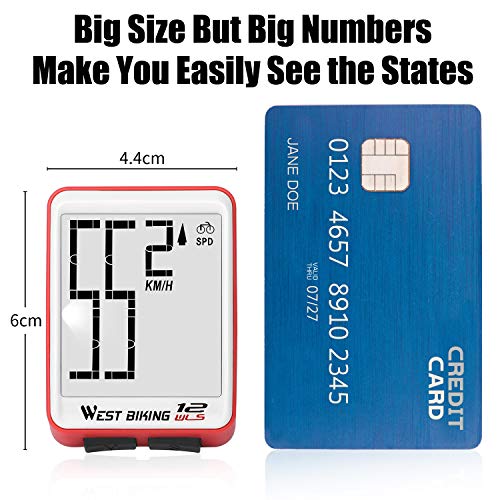 Bicycle Computer Wireless Speedometer, Big Number Display Waterproof Automatic Wake-up Stopwatch with LCD Backlight, Speed Distance Time Measure Temperature Consumption Cycling Accessories - Thumbnail 3