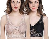 Intimate Portal All Over Lace Full Coverage Wire Free Bralette 2-PK Black Beige 36D 38B 38C