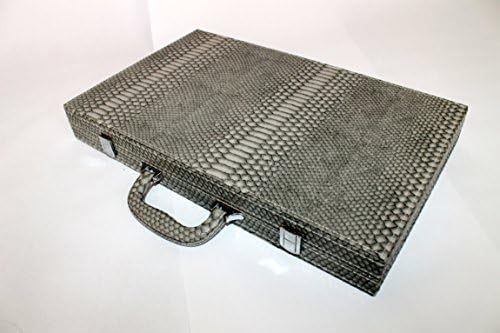 18" Luxury Crocodile Backgammon Set Grey with Velvet Inlay By Vive Designs