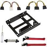 2x 2.5 Inch SSD to 3.5 Inch Internal Hard Disk Drive Mounting Kit Installation Bracket Frame Fits for Most Popular PC Casings(SATA Data Cables and Power Cables included)