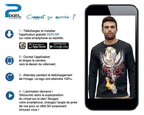 Camiseta-de-manga-larga-3D-CRNEO-MUSIC-SKULL-ROCK-de-Realidad-Aumentada-PIXEL-EVOLUTION-Hombre