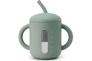 SAMiGO Silicone Sippy Cup, Baby Straw Cup for 6 12 18 Months, Sippy Cup with Straw for Toddlers 1-3 Years, Baby Water Cup for Drinking and Training, 6 oz